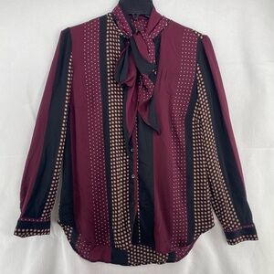 🌺 3/$25 🌺 Ann Taylor Factory | Women’s Half Button-Up V-Neck Choker Bow Blouse